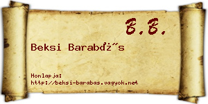 Beksi Barabás névjegykártya